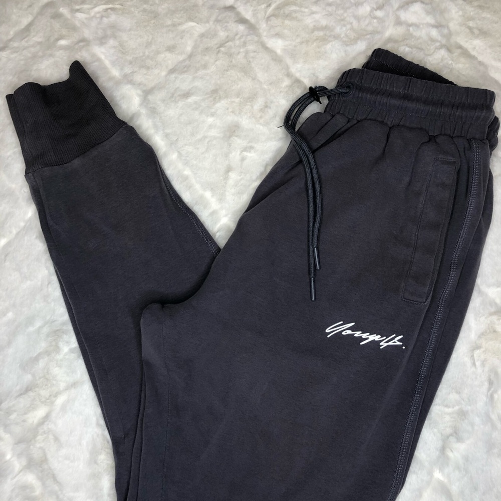 YoungLA Black Script Logo Joggers